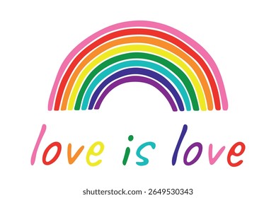 Forma de arco-íris colorida Bandeira do orgulho gay Dia do orgulho feliz Comunidade LGBTQ Mês do orgulho Desenho desenhado à mão vetor para cartazes, adesivos, logotipo, cartões