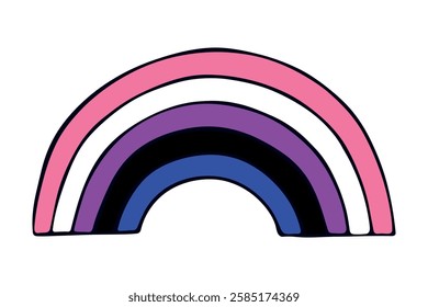 Colorful rainbow shape Gender fluid pride flag Happy pride day LGBTQ community Pride Month Vector hand drawn doodle for posters, stickers, logo, cards