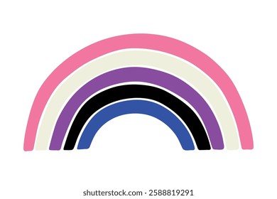 Colorful rainbow shape Gender fluid pride flag Happy pride day LGBTQ community Pride Month Vector hand drawn doodle for posters, stickers, logo, cards