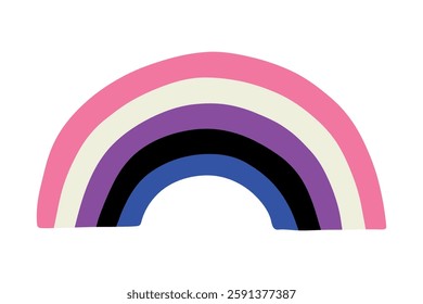 Colorful rainbow shape Gender fluid pride flag Happy pride day LGBTQ community Pride Month Vector hand drawn doodle for posters, stickers, logo, cards