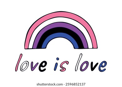 Colorful rainbow shape Gender fluid pride flag Happy pride day LGBTQIA community Pride Month Vector hand drawn doodle for posters, stickers, logo, cards