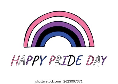 Colorful rainbow shape Gender fluid pride flag Happy pride day LGBTQIA community Pride Month Vector hand drawn doodle for posters, stickers, logo, cards