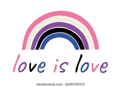 Forma de arco-íris colorida Bandeira do orgulho fluido do gênero Dia feliz do orgulho LGBTQIA Comunidade Mês do orgulho Vetor mão desenhada rabiscar para cartazes, adesivos, logotipo, cartões