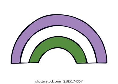 Colorful rainbow shape Genderqueer pride flag Happy pride day LGBTQ community Pride Month Vector hand drawn doodle for posters, stickers, logo, cards