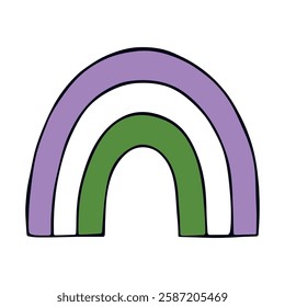 Colorful rainbow shape Genderqueer pride flag Happy pride day LGBTQ community Pride Month Vector hand drawn doodle for posters, stickers, logo, cards