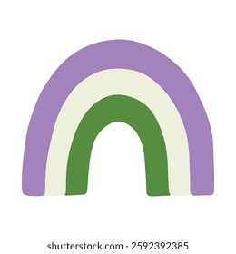 Colorful rainbow shape Genderqueer pride flag Happy pride day LGBTQ community Pride Month Vector hand drawn doodle for posters, stickers, logo, cards