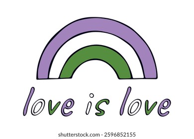 Colorful rainbow shape Genderqueer pride flag Happy pride day LGBTQIA community Pride Month Vector hand drawn doodle for posters, stickers, logo, cards