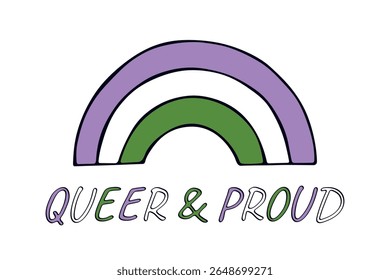 Forma de arco-íris colorida Bandeira do orgulho gay Dia do orgulho feliz Comunidade LGBTQIA Mês do orgulho Vetor mão desenhada doodle para cartazes, adesivos, logotipo, cartões
