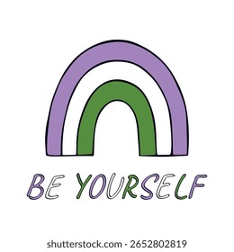 Colorful rainbow shape Genderqueer pride flag Happy pride day LGBTQIA community Pride Month Vector hand drawn doodle for posters, stickers, logo, cards