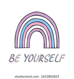 Colorful rainbow shape Intersex pride flag Happy pride day LGBTQIA community Pride Month Vector hand drawn doodle for posters, stickers, logo, cards