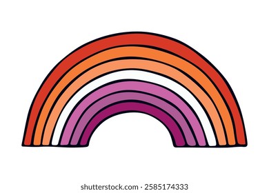 Colorful rainbow shape Lesbian pride flag Happy pride day LGBTQ community Pride Month Vector hand drawn doodle for posters, stickers, logo, cards