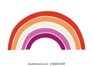 Colorful rainbow shape Lesbian pride flag Happy pride day LGBTQ community Pride Month Vector hand drawn doodle for posters, stickers, logo, cards