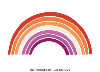 Colorful rainbow shape Lesbian pride flag Happy pride day LGBTQ community Pride Month Vector hand drawn doodle for posters, stickers, logo, cards