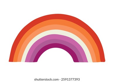 Colorful rainbow shape Lesbian pride flag Happy pride day LGBTQ community Pride Month Vector hand drawn doodle for posters, stickers, logo, cards