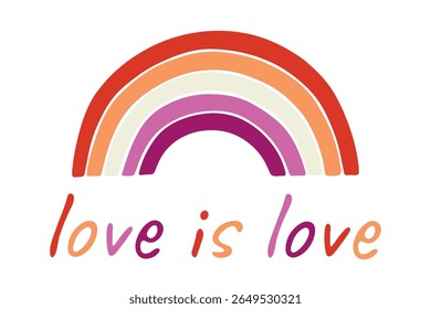 Forma de arco-íris colorida Bandeira do orgulho lésbico Feliz dia do orgulho LGBTQIA comunidade do Mês do Orgulho Desenho à mão desenhado doodle para cartazes, adesivos, logotipo, cartões
