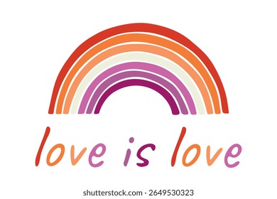 Forma de arco-íris colorida Bandeira do orgulho lésbico Feliz dia do orgulho LGBTQIA comunidade do Mês do Orgulho Desenho à mão desenhado doodle para cartazes, adesivos, logotipo, cartões