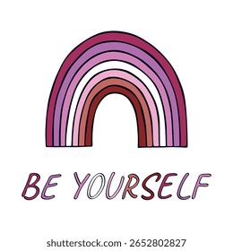 Colorful rainbow shape Lesbian pride flag Happy pride day LGBTQIA community Pride Month Vector hand drawn doodle for posters, stickers, logo, cards