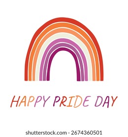 Forma de arco-íris colorida Bandeira do orgulho lésbico Feliz dia do orgulho LGBTQIA comunidade do Mês do Orgulho Desenho à mão desenhado doodle para cartazes, adesivos, logotipo, cartões