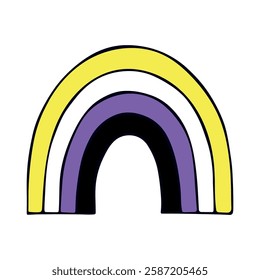 Colorful rainbow shape Non-binary pride flag Happy pride day LGBTQ community Pride Month Vector hand drawn doodle for posters, stickers, logo, cards