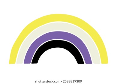 Colorful rainbow shape Non-binary pride flag Happy pride day LGBTQ community Pride Month Vector hand drawn doodle for posters, stickers, logo, cards