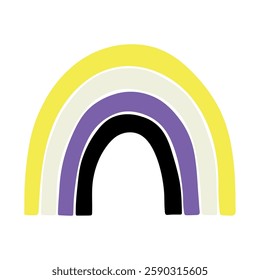 Colorful rainbow shape Non-binary pride flag Happy pride day LGBTQ community Pride Month Vector hand drawn doodle for posters, stickers, logo, cards