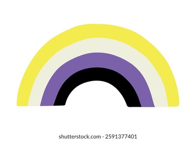 Colorful rainbow shape Non-binary pride flag Happy pride day LGBTQ community Pride Month Vector hand drawn doodle for posters, stickers, logo, cards