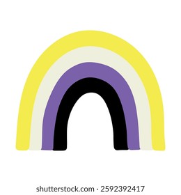 Colorful rainbow shape Non-binary pride flag Happy pride day LGBTQ community Pride Month Vector hand drawn doodle for posters, stickers, logo, cards