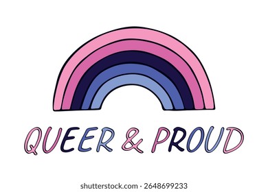 Forma de arco-íris colorido Bandeira do orgulho Omnisexual Feliz Dia do Orgulho LGBTQIA Comunidade do Orgulho Mês do Vetor mão desenhada rabiscar para cartazes, adesivos, logotipo, cartões