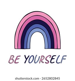 Colorful rainbow shape Omnisexual pride flag Happy pride day LGBTQIA community Pride Month Vector hand drawn doodle for posters, stickers, logo, cards