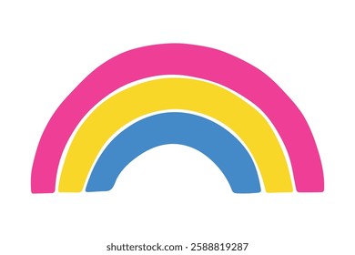 Colorful rainbow shape Pansexual pride flag Happy pride day LGBTQ community Pride Month Vector hand drawn doodle for posters, stickers, logo, cards