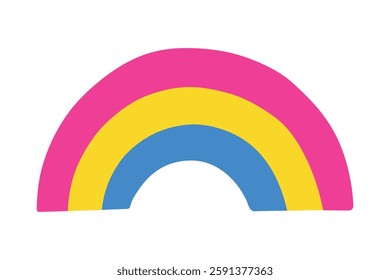 Colorful rainbow shape Pansexual pride flag Happy pride day LGBTQ community Pride Month Vector hand drawn doodle for posters, stickers, logo, cards