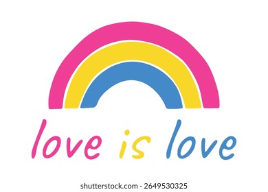 Forma de arco-íris colorido Bandeira do orgulho pansexual Feliz dia do orgulho LGBTQIA comunidade Orgulho Mês do Orgulho Desenho à mão desenhado doodle para cartazes, adesivos, logotipo, cartões