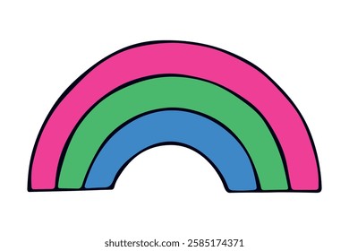 Colorful rainbow shape Polysexual pride flag Happy pride day LGBTQ community Pride Month Vector hand drawn doodle for posters, stickers, logo, cards