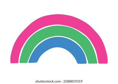 Colorful rainbow shape Polysexual pride flag Happy pride day LGBTQ community Pride Month Vector hand drawn doodle for posters, stickers, logo, cards