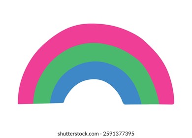 Colorful rainbow shape Polysexual pride flag Happy pride day LGBTQ community Pride Month Vector hand drawn doodle for posters, stickers, logo, cards