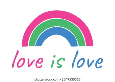 Forma de arco-íris colorida Bandeira do orgulho polisexual Feliz dia do orgulho LGBTQIA comunidade Orgulho Mês do Orgulho Desenho à mão desenhado doodle para cartazes, adesivos, logotipo, cartões