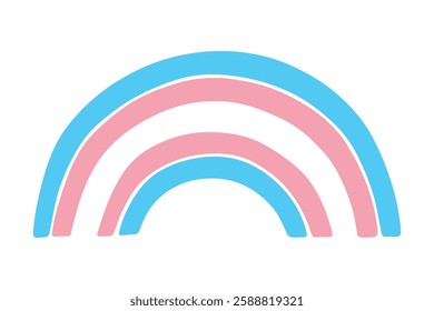 Colorful rainbow shape Transgender pride flag Happy pride day LGBTQ community Pride Month Vector hand drawn doodle for posters, stickers, logo, cards