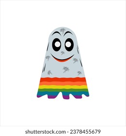 Colorful rainbow smile ghost. Vector illustration on Halloween	