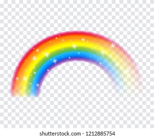 Colorful Rainbow With Sparkles Icon Vector Illustration. Weather After The Rain Symbol.