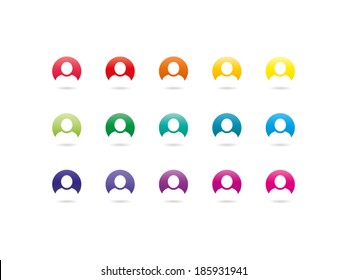 Colorful rainbow spectrum user sign icon. Human avatar. Vector graphic illustration template. Isolated on white background.