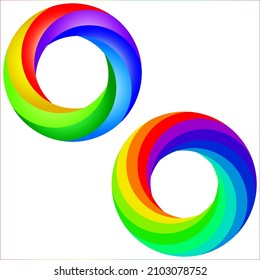 Colorful rainbow spiral twisted ring