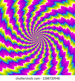 Colorful rainbow spirals. Spin illusion.