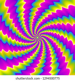 Colorful rainbow spirals. Spin illusion.