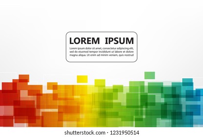 colorful rainbow square white vector template background