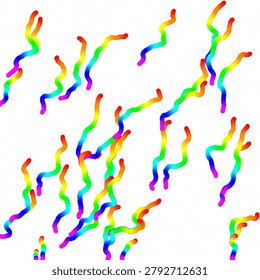 Colorful rainbow squiggle collection featuring playful hand-drawn wavy elements isolated on a clean background.