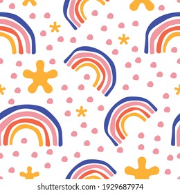 colorful rainbow star circle dots vector illustration seamless pattern background