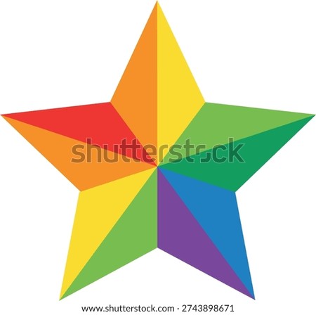 Colorful rainbow star icon with multi colored segments for diversity and creative excellence concept vector illustration EPS file
