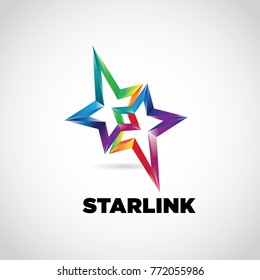 Colorful Rainbow Star Linked Logo Sign Symbol Icon