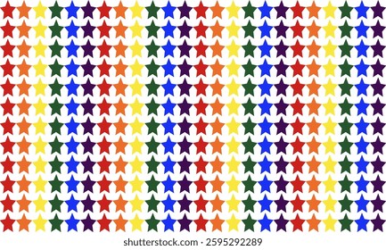 Colorful rainbow star seamless pattern illustration. Upbeat multicolor stars background for children design project or diversity concept, pride or LGBTQ plus background