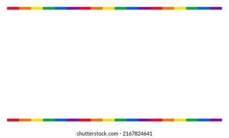 Colorful rainbow striped line border frame background design. Happy LGBT pride month theme vector template. 